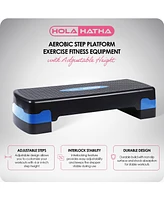 HolaHatha Aerobic Step Platform Exercise Fitness Equipment w/ Adjustable Height