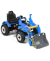 Costway 12V Battery Powered Kids Ride On Excavator Truck w/ Front Loader Digger