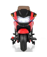 Costway 12V Kids Ride On Motorcycle Electric Motor Bike w/ Training Wheels & Light