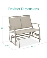 Best Choice Products 2-Person Outdoor Swing Glider, Steel Patio Loveseat, Bench Rocker w/ Armrests