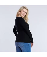 Motherhood Maternity Square Neck Rib Knit Long Sleeve Tee