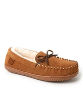 Dearfoams Men's Fireside by Nelson Bay Genuine Shearling Moccasin Slipper