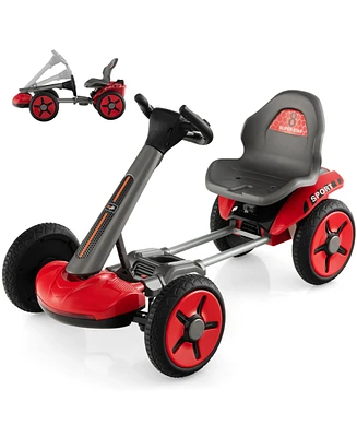 Costway 12V Kids Electric Go Kart Foldable Quad Racing Ride on Toy Car with Flashing