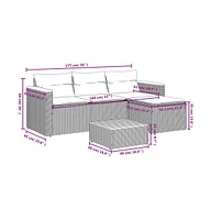 vidaXL 3 Piece Patio Sofa Set with Cushions Beige Poly Rattan