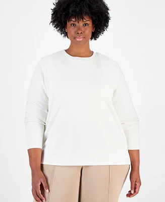 Id Ideology Plus Size Fleece Crewneck Pullover Top, Created for Macy's