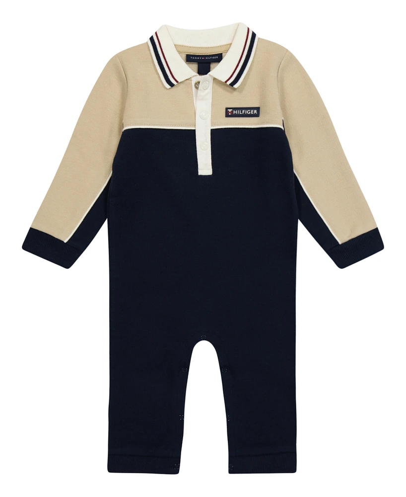 Tommy Hilfiger Baby Boy Long Sleeve Polo Footless Coverall