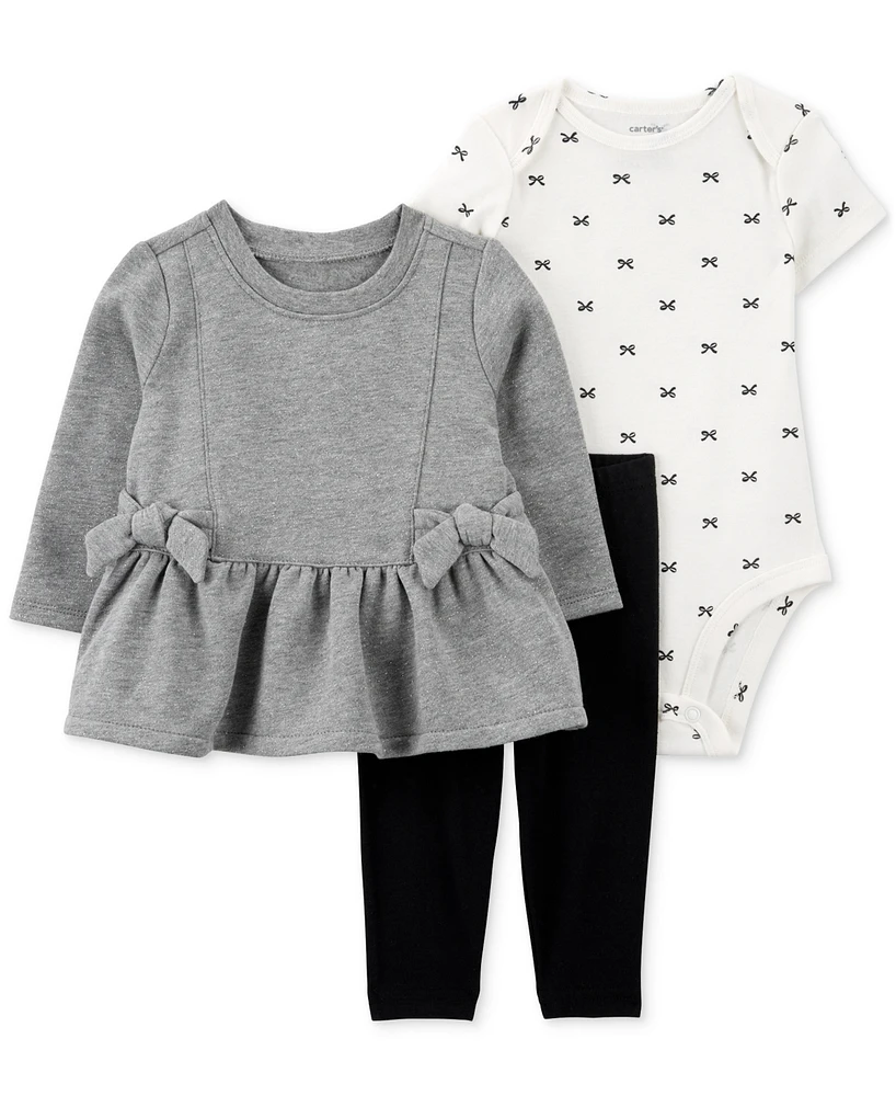 Carter's Baby Girls Little Cardigan Pullover Top, Bodysuit & Leggings, 3-Piece Set