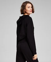 And Now This Women's Scuba Zip-Front Hooded Sweatshirt, Created for Macy's