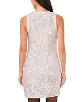 1.state Women's Round-Neck Sleeveless Sequin Mini Dress