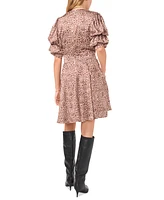 1.state Women's Leopard-Print Bubble-Sleeve Dress