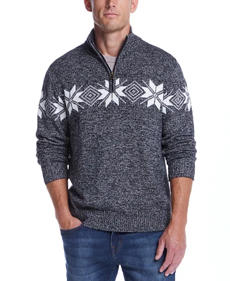 Weatherproof Vintage Men's Quarter-Zip Snowflake-Pattern Sweater