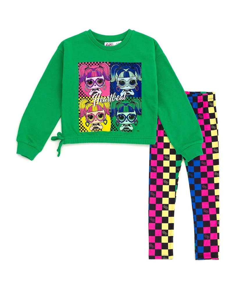 L.o.l. Surprise! Girls French Terry Sweatshirt and Leggings Outfit Set