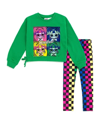 L.o.l. Surprise! Girls French Terry Sweatshirt and Leggings Outfit Set