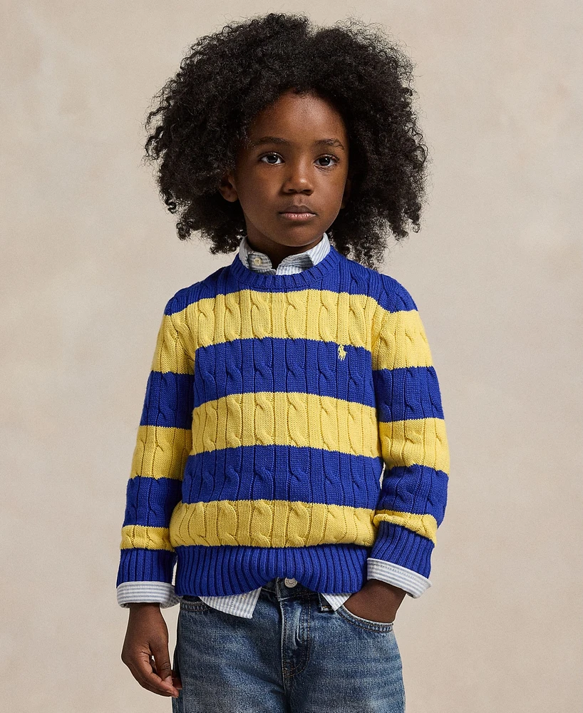 Polo Ralph Lauren Toddler and Little Boys Striped Cable-Knit Cotton Sweater