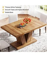 Tribesigns 47-Inch Dining Table for 4, Walnut Brown Kitchen Dinner Table with Heavy Duty Pedestal, Farmhouse Wooden Eating Table for Home, Dining Room