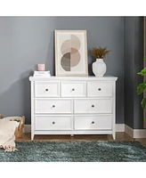Slickblue Modern 7-Drawer Dresser – White Cabinet with 7 Drawers, Perfect for Living Room or Farmhouse Closet Storage