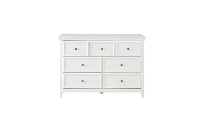 Slickblue Modern 7-Drawer Dresser – White Cabinet with 7 Drawers, Perfect for Living Room or Farmhouse Closet Storage