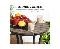 Pamapic 8-Piece Aluminum Teak Outdoor Patio Dining Set with Rectangle Table, Small Side Table and 6-Stackable Chairs