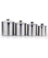 Cooks Standard 4-Piece Stainless Steel Food Jar Storage Canister Set Large with Glass Lid