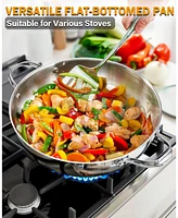 Cooks Standard 12-Inch/30cm Classic Stainless Steel Everyday Chef s Stir Fry Pan with Glass Lid