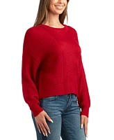 Bcx Juniors' Ribbed-Knit Crewneck Dropped-Shoulder Sweater