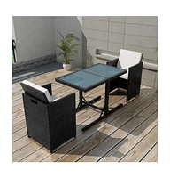 vidaXL 3 Piece Bistro Set with Cushions Poly Rattan