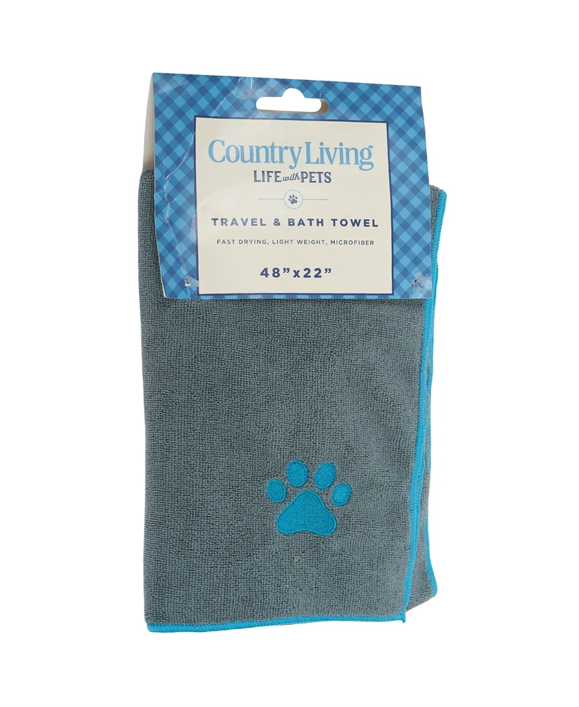 Country Living Marine Blue Microfiber Dog Bath Towel