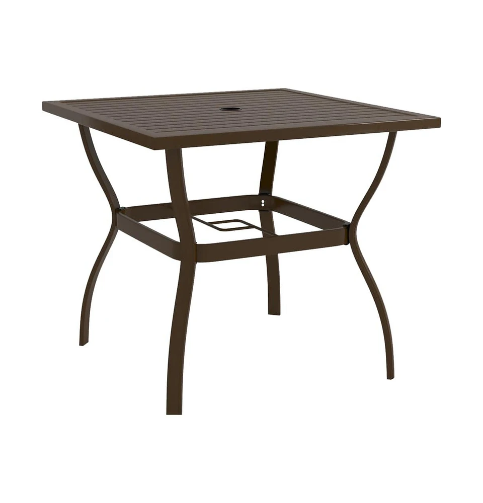 vidaXL Patio Table Brown 32.1"x32.1"x28.3" Steel