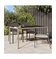 vidaXL Patio Table 59.1"x35.4"x29.5" Tempered Glass and Poly Rattan Beige