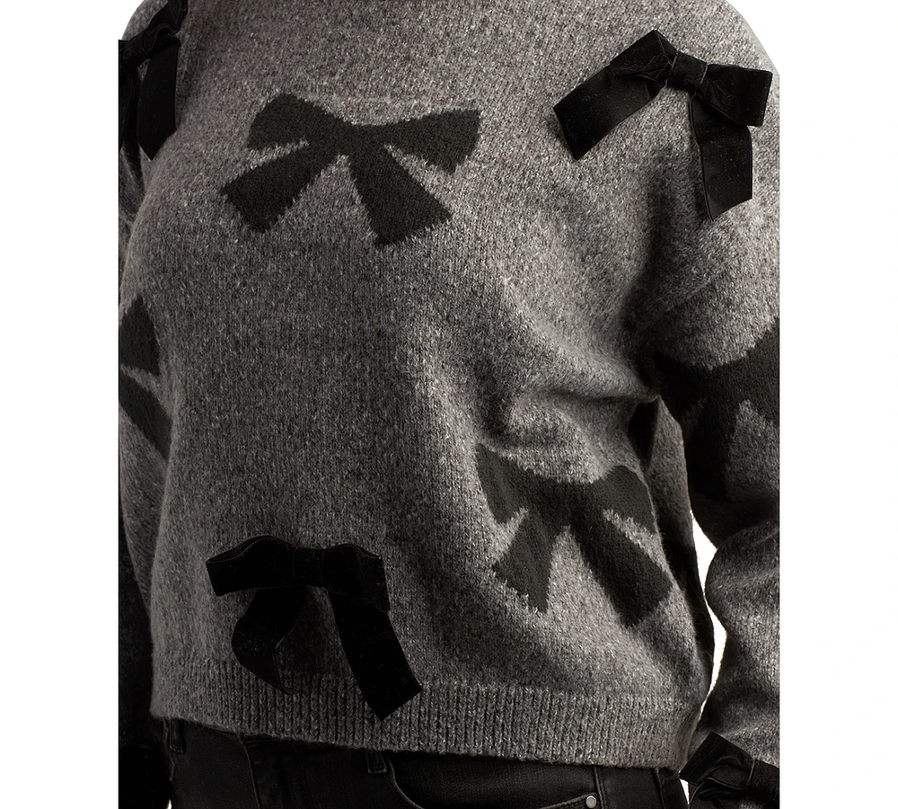 Bcx Juniors' Bow-Applique Cropped Sweater