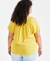 Style & Co Plus Printed Flutter-Sleeve Top