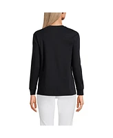 Lands' End Women's Cotton Relaxed Long Sleeve Crew Neck