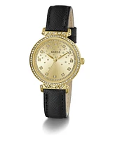 Guess Women's Analog Black Genuine Leather Watch 32mm