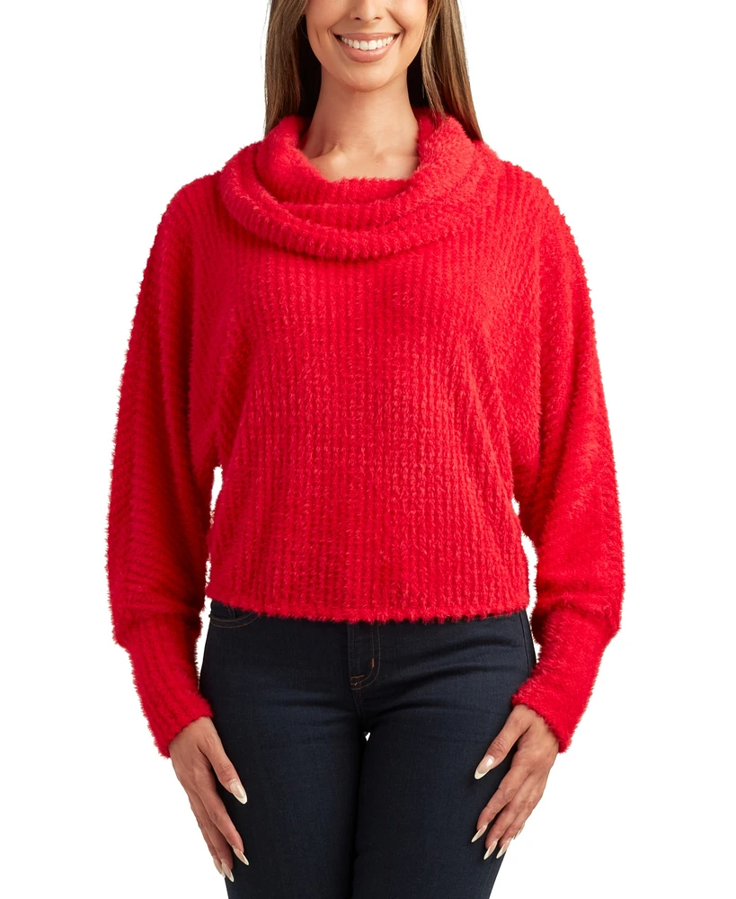 Bcx Juniors' Mohair Cowlneck Soft-Ribbed Dolman-Sleeve Sweater