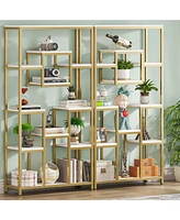 Tribesigns 71" Gold Bookshelves Set of 2, 11