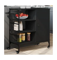 vidaXL Kitchen Trolley Black 34.4"x15.2"x33.3" Engineered Wood