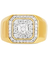 Grown With Love Men's Lab Grown Diamond Princess & Round Halo Ring (1-1/2 ct. t.w.) in 10k Gold