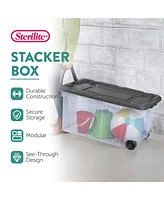 Sterilite 160 Qt Latching Stackable Wheeled Storage Box Container w/ Lid, 8 Pack