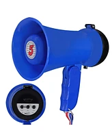 5 Core Megaphone Bullhorn Speaker 15W Mini Battery Power Bull horn w Siren 400 Yard Range - Blue