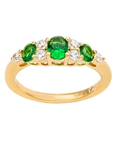 Suzy Levian New York Suzy Levian Yellow Sterling Silver Green White Cubic Zirconia Graduating Ring