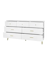 Slickblue Seven-Drawer Large Chest of Drawers with Golden Handles and Legs