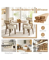 Gymax Set of Dining Chairs Armless Side Chairs w/ Curved Rattan Backrest for Kitchens
