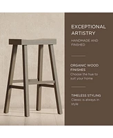 Maven Lane Vincent Wooden Rustic Aesthetic Kitchen Bar Stool, Antiqued Grey