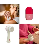 Pursonic Perfect Skincare Duo: Ice Cube Facial Roller Massager for Face, Eyes, and Neck & Dual Sided Facial Cleansing Brush