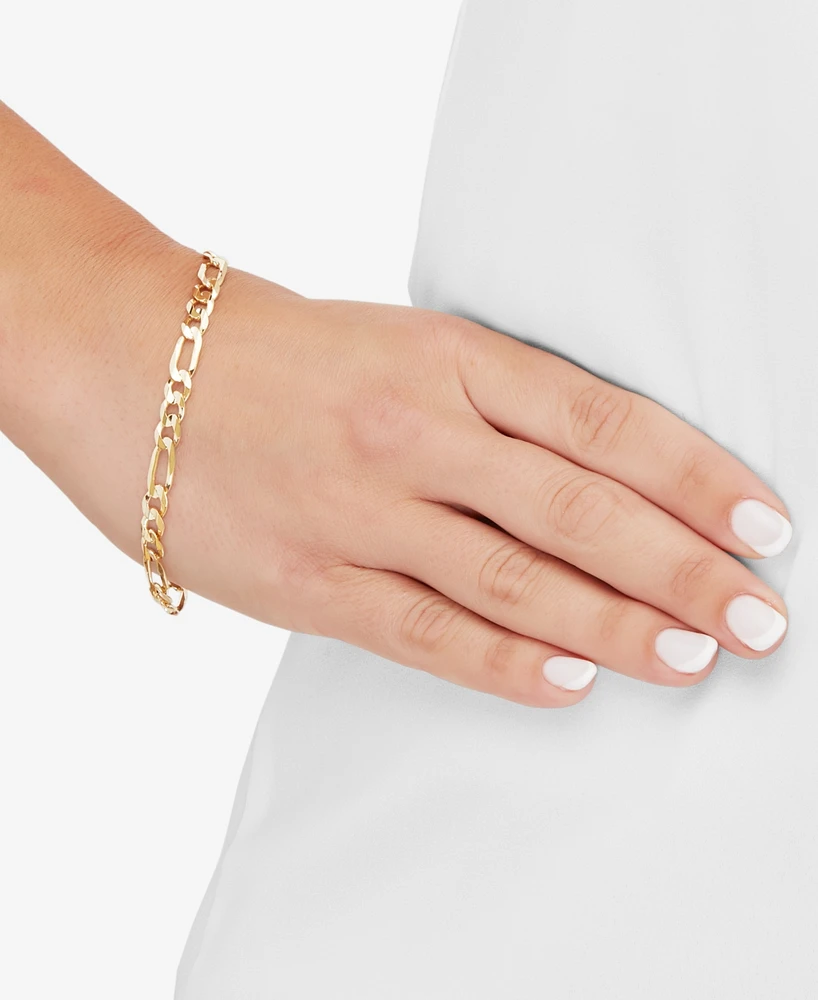 Figaro Open Link Chain Bracelet in 10k Gold