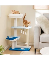 Slickblue 3-Layer Cat Tree with Marine Theme: Multi-Functional Climbing Frame & Activity Center for Cats