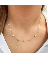 The Lovery Pearl and Gold Button Chain Necklace 14K Gold