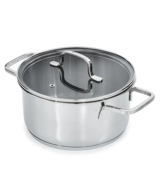 BergHOFF DiNA Helix Recycled 18/10 Stainless Steel 8" Stockpot 3.2qt., Glass Lid