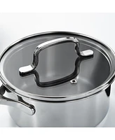 BergHOFF DiNA Helix Recycled 18/10 Stainless Steel 6.5" Saucepan 1.6qt., Glass Lid