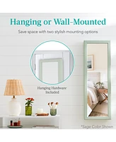 Best Choice Products Hanging Mirror Jewelry Armoire, Door or Wall Mounted Cabinet w/ Led Lights, Lock